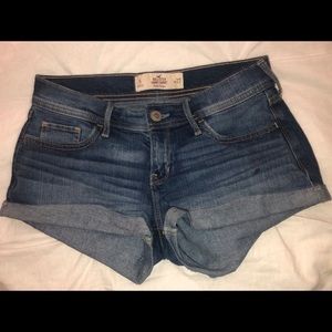 Dark washed Hollister Short shorts